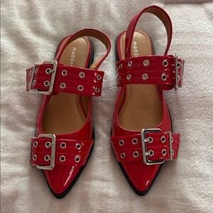 Madden Girl Red Patent Buckle Flats